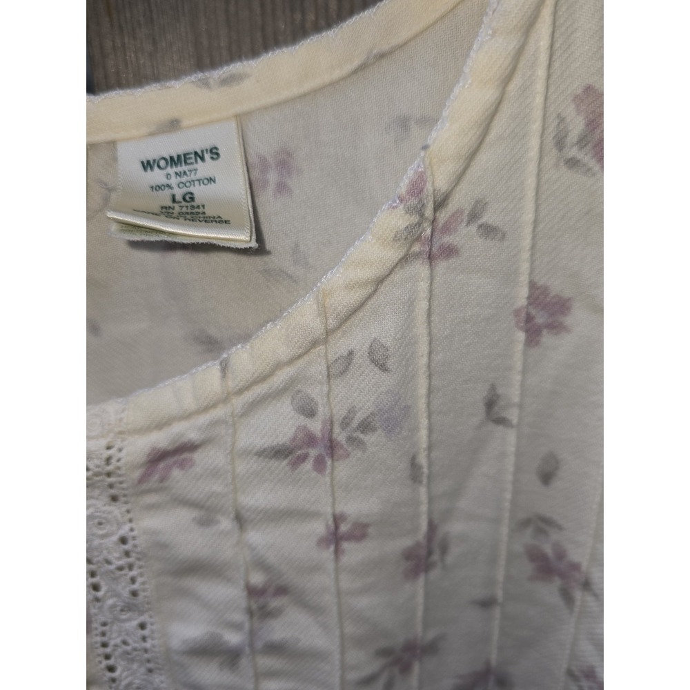 VTG L.L Bean 100% Cotton Floral Nightgown Size LARGE Grannycore/ Prairie - Picture 10 of 13